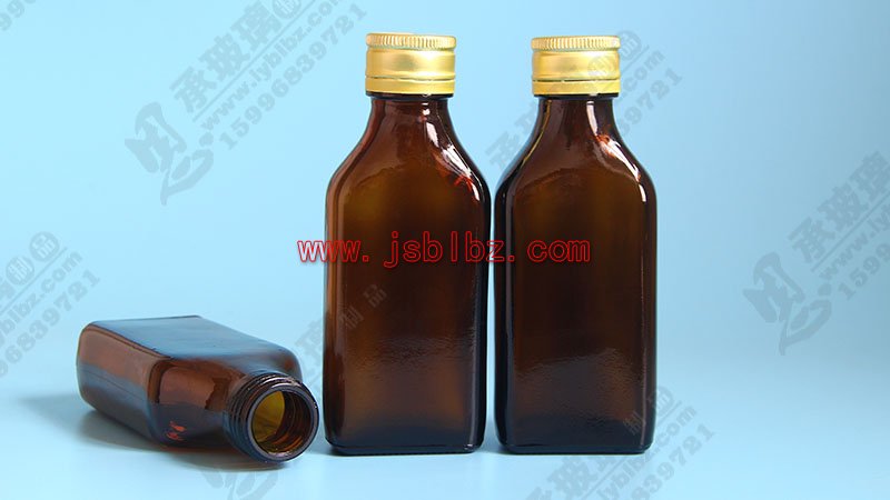 100ml口服液瓶玻璃瓶带防盗铝盖药用包装瓶