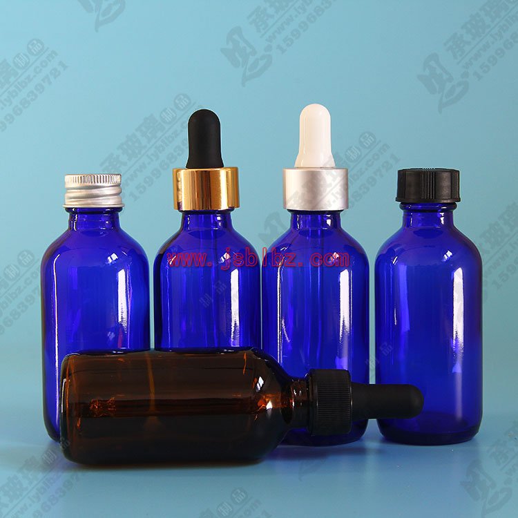 60ml蓝色波斯顿瓶玻璃滴管瓶药用瓶